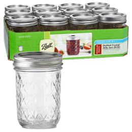Jars - 8 oz. Quilted Crystal Jelly Jars - Case of 12